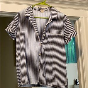 Blue & white pinstripe blouse